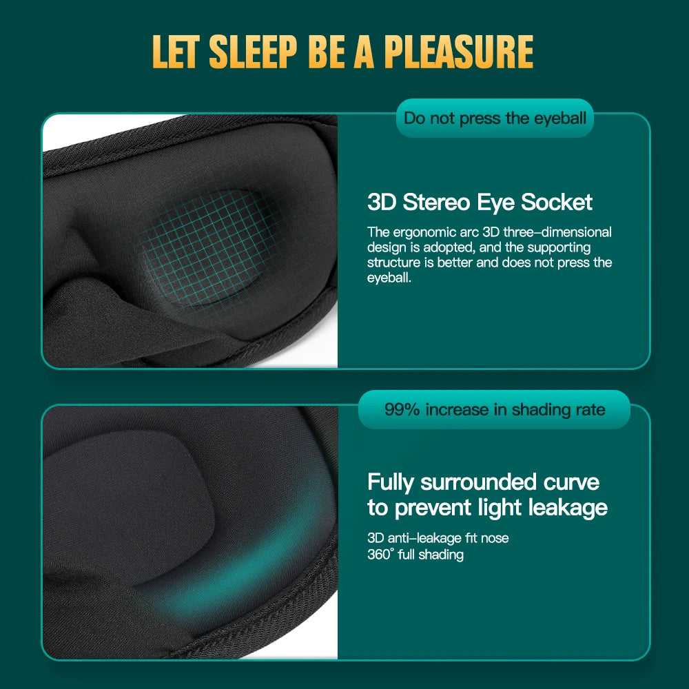 Blackout Sleep Mask - 3D Lightweight, Adjustable, Zero Eye Pressure