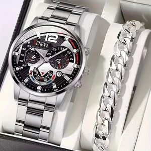 Men’s Watch - Black Dial and Silver Strap