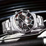 Load image into Gallery viewer, Men’s Watch - Black Dial and Silver Strap
