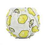 Load image into Gallery viewer, Becmella eco friendly baby diapers with bright yellow lemon print on white fabric for kids
