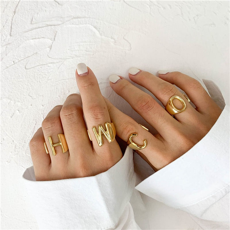 Gold Ring Letter - Becmella