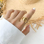 Load image into Gallery viewer, Gold Ring Letter - Becmella
