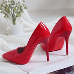 Load image into Gallery viewer, Becmella elegant red bottom pumps for women with high heels and glossy finish
