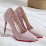 Load image into Gallery viewer, Becmella pink high heel shoes with signature red bottom pumps for women elegant design

